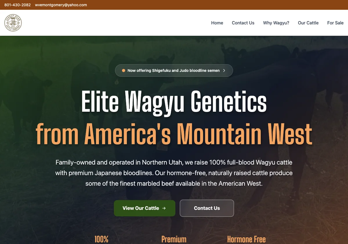 Jessep-Dean Cattle Company Wagyu ranch website built by Web Builder Pro